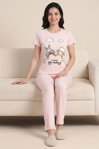 Zivame Farm Lore Knit Cotton Pyjama Set - Cradle Pink — thumbnail 5